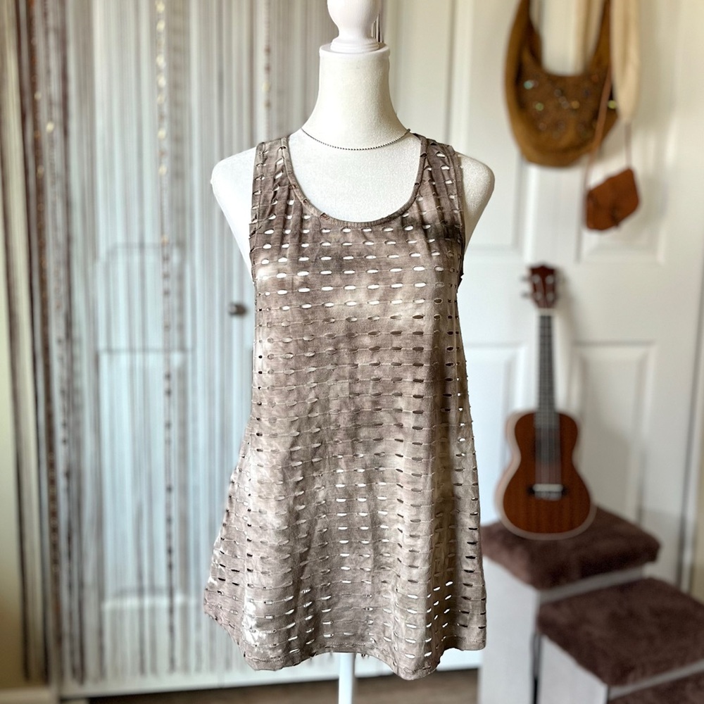 my beloved distressed cut out tank top